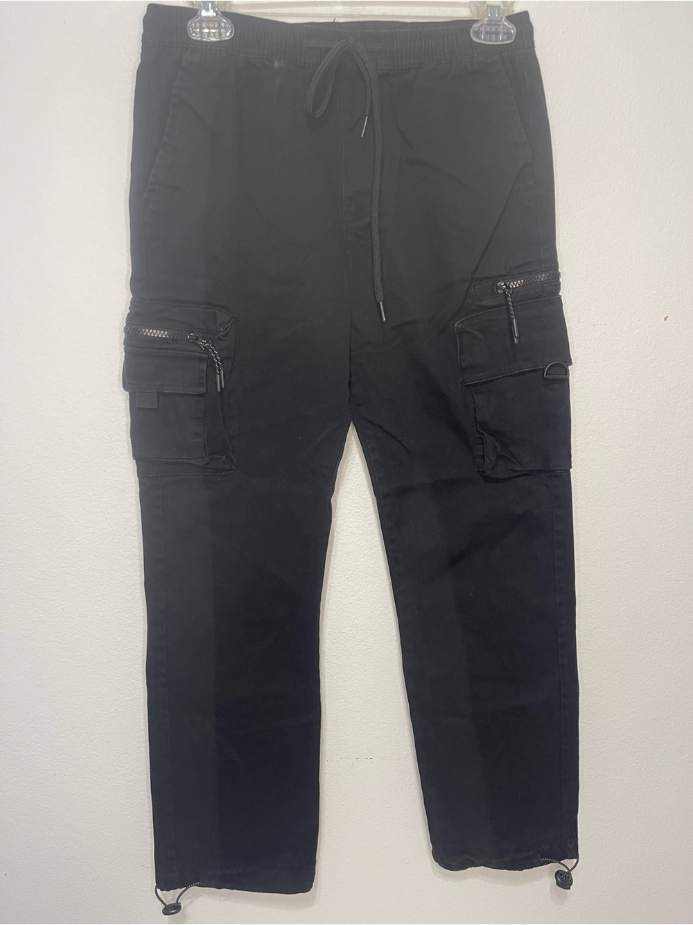 Brooklyn Cloth Black Cargo Jogger Pants with Zip and Flap Pockets Waist 14”-16”